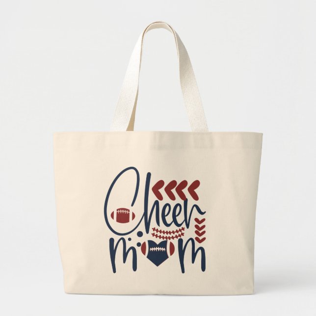 Grand Tote Bag mignon Cheer Mom mot art (Devant)