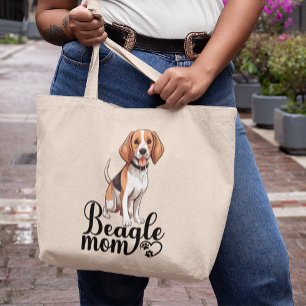 Grand Tote Bag Mignonne Beagle Maman Cadeau Drôle Cartoon Chiot A