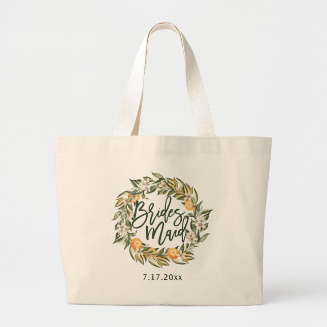 Grand Tote Bag Miniature en forme de couronne botanique d'agrumes (Devant)