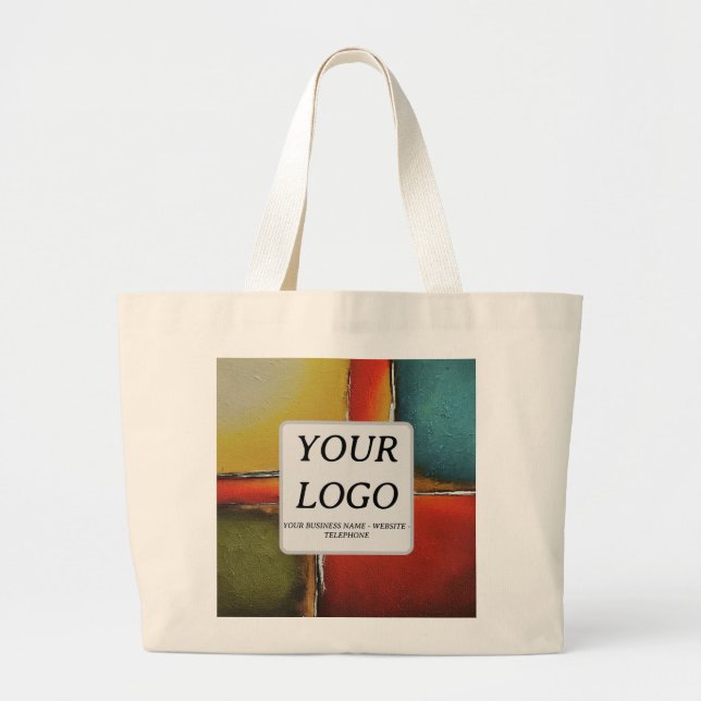 Grand Tote Bag Minimalisme Couleur Blocage Entreprise Promotion (Devant)