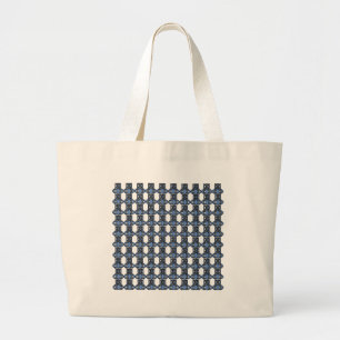 Grand Tote Bag Mod Retro Blue Abstrait Scarab Motif