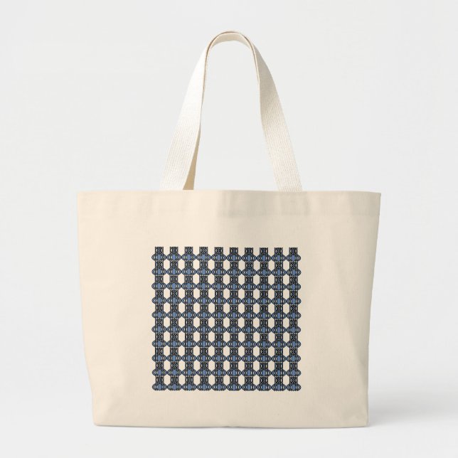 Grand Tote Bag Mod Retro Blue Abstrait Scarab Motif (Devant)
