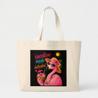 Grand Tote Bag Mode de vacances à la plage mignon flamant rose