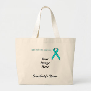 Grand Tote Bag Modèle de ruban standard Lt Blue/Teal par K Yoncic