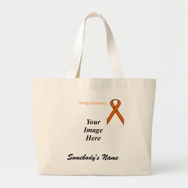 Grand Tote Bag Modèle de ruban standard orange par Kenneth Yoncic (Devant)