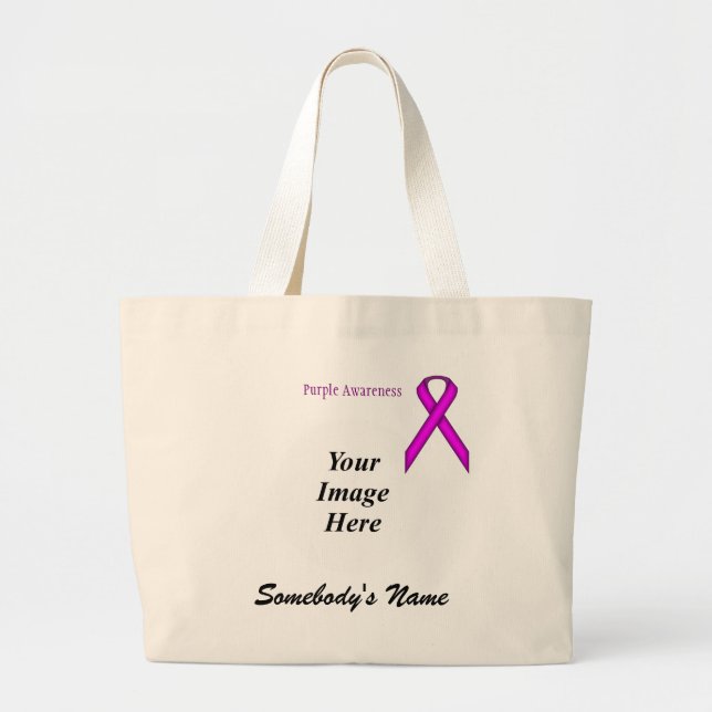 Grand Tote Bag Modèle de ruban standard violet par Kenneth Yoncic (Devant)