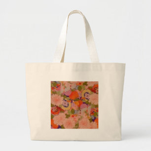 Grand Tote Bag Modèle floral rose kimono