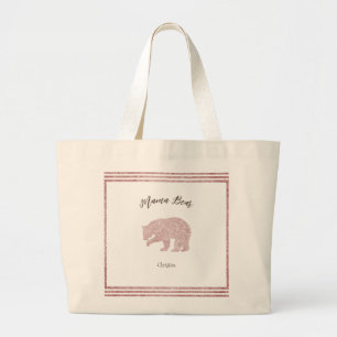 Grand Tote Bag Modern and Chic Glitter Pink Mama Bear            