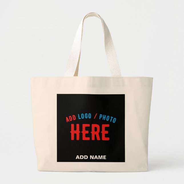 GRAND TOTE BAG MODERNE ET MODERNE PERSONNALISABLE NOIR VÉRIFIÉ (Devant)