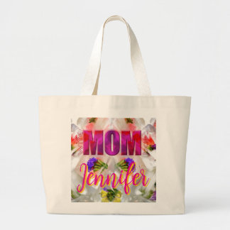 Grand Tote Bag 'Mom-Boss-Fire' – Diseño floral en cubos