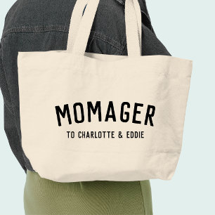 Grand Tote Bag Momager Modern Mom Manager Noms des enfants