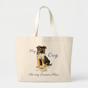 Grand Tote Bag Mon berger allemand a mangé mon plan de cours