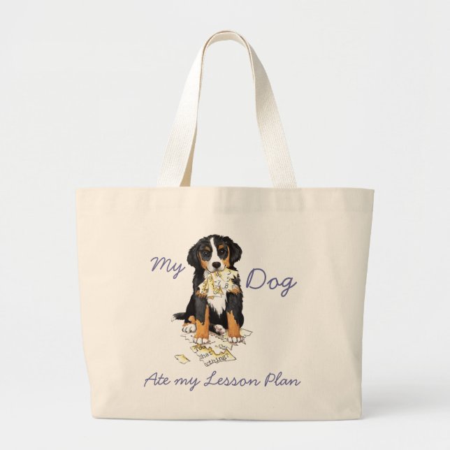 Grand Tote Bag Mon Berner a mangé mon plan de cours (Devant)