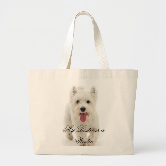 Grand Tote Bag Mon Bestie est un Westie (Devant)