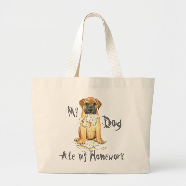 Grand Tote Bag Mon Bullmastiff A Mangé Ma Maison (Devant)