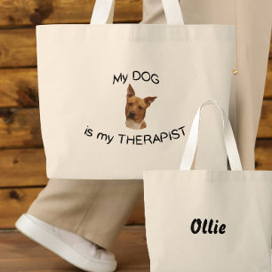 Grand Tote Bag Mon chien est mon thérapeute