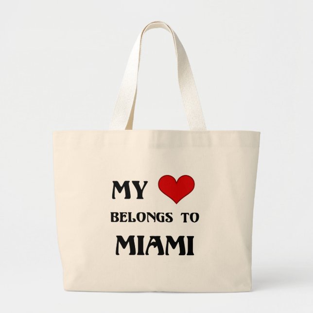 Grand Tote Bag Mon coeur appartient à Miami (Devant)
