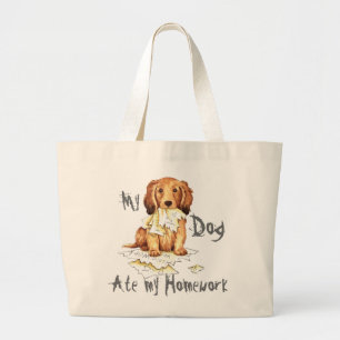 Grand Tote Bag Mon Dachshund allongé a mangé mes devoirs