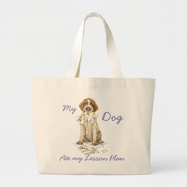 Grand Tote Bag Mon Griffon a mangé mon plan de leçon (Devant)