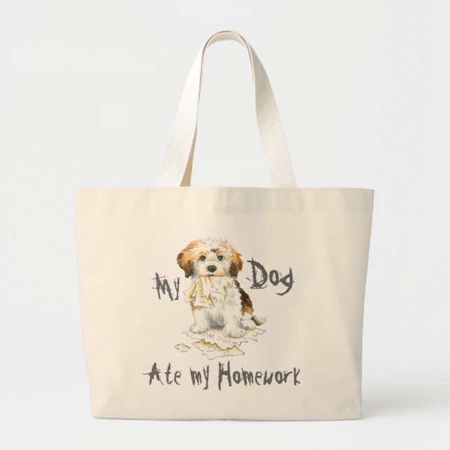 Grand Tote Bag Mon Havanais Mange Mes devoirs (Devant)