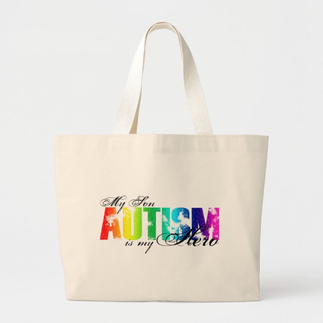 Grand Tote Bag Mon héros mon fils - autisme (Devant)