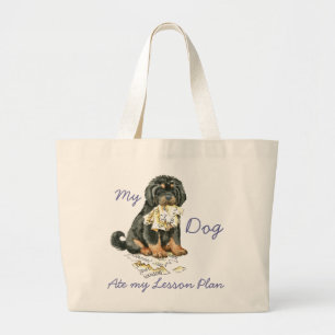 Grand Tote Bag Mon Mastiff Tibétain A Mangé Mon Plan De Leçon
