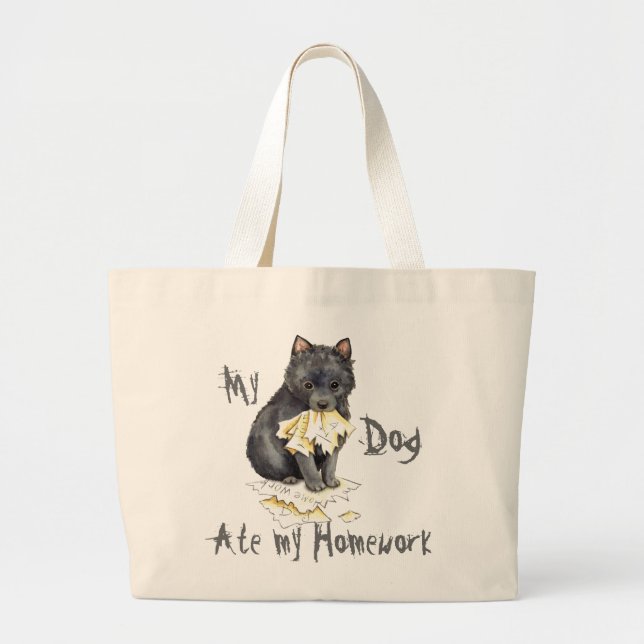 Grand Tote Bag Mon Schipperke A Mangé Ma Maison (Devant)