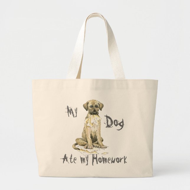 Grand Tote Bag Mon Wolfhound irlandais a mangé mes devoirs (Devant)