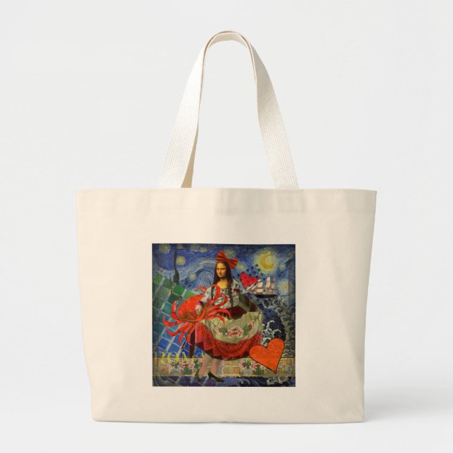 Grand Tote Bag Mona Lisa et Crabe (Devant)