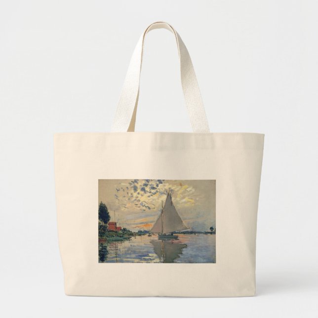 Grand Tote Bag Monet Sailboat Français Impressionnisme Art classi (Devant)