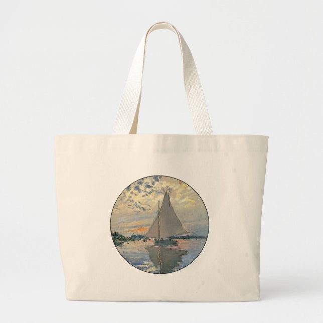 Grand Tote Bag Monet Sailboat Français Impressionnisme Art classi (Devant)