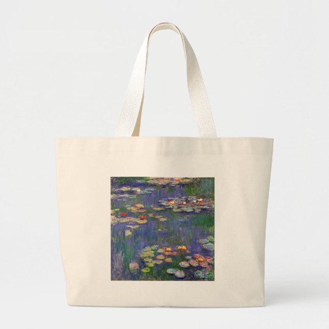 Grand Tote Bag Monet Water Lilies Chef-d'oeuvre Peinture (Devant)