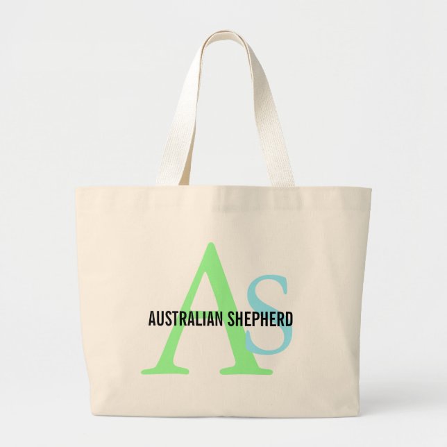 Grand Tote Bag Monogramme australien de berger (Devant)