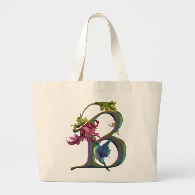 Grand Tote Bag Monogramme B de colibri (Devant)