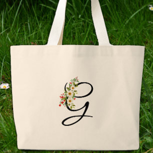Grand Tote Bag Monogramme classique G rouge fleur blanche cadeau