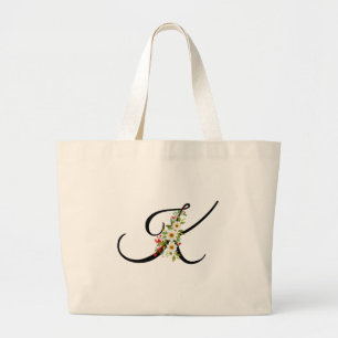 Grand Tote Bag Monogramme classique K fleur rouge blanc cadeau po
