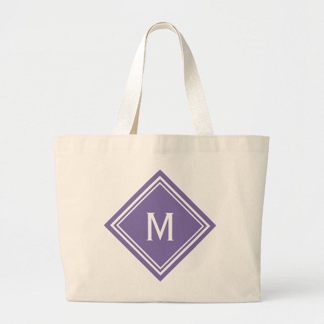 Grand Tote Bag Monogramme de diamant violet classique (Devant)