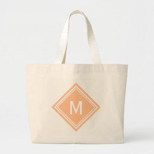 Grand Tote Bag Monogramme de losange orange crème