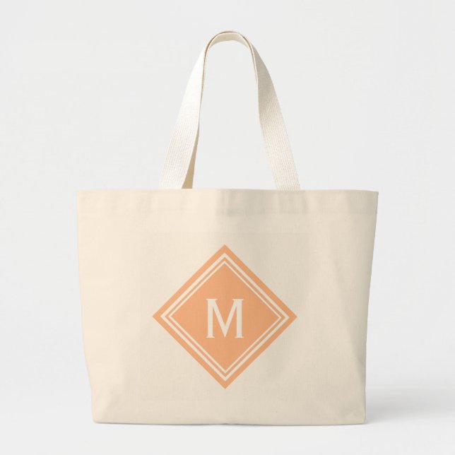 Grand Tote Bag Monogramme de losange orange crème (Devant)