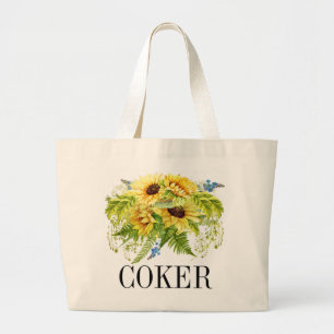 Grand Tote Bag Monogramme de tournesol Fourre-tout
