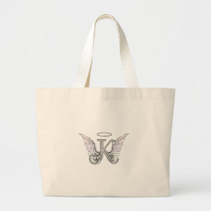 Grand Tote Bag Monogramme initial de la lettre K avec des ailes
