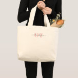 Grand Tote Bag Monogramme minimaliste moderne Script Blush Rose<br><div class="desc">Nom de script chic moderne et design monogramme en rose vif,  noir et blanc,  simple et élégant.</div>