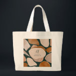 Grand Tote Bag Monogramme moderne rouille vert abstrait chic chic<br><div class="desc">Monogramme moderne rouille,  naturel,  terre cuite et vert abstrait élégant design initial et sac de nom.</div>