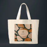 Grand Tote Bag Monogramme moderne rouille vert abstrait chic chic<br><div class="desc">Monogramme moderne rouille,  naturel,  terre cuite et vert abstrait élégant design initial et sac de nom.</div>