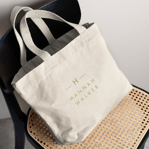 Grand Tote Bag Monogramme or   Élégante classe minimaliste