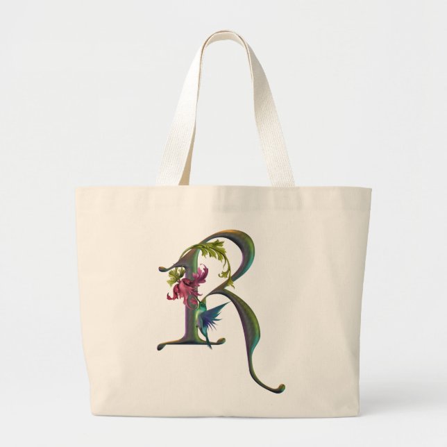 Grand Tote Bag Monogramme R de colibri (Devant)
