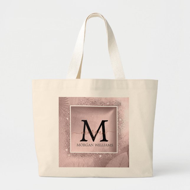 Grand Tote Bag Monogramme rose Gold Script (Devant)