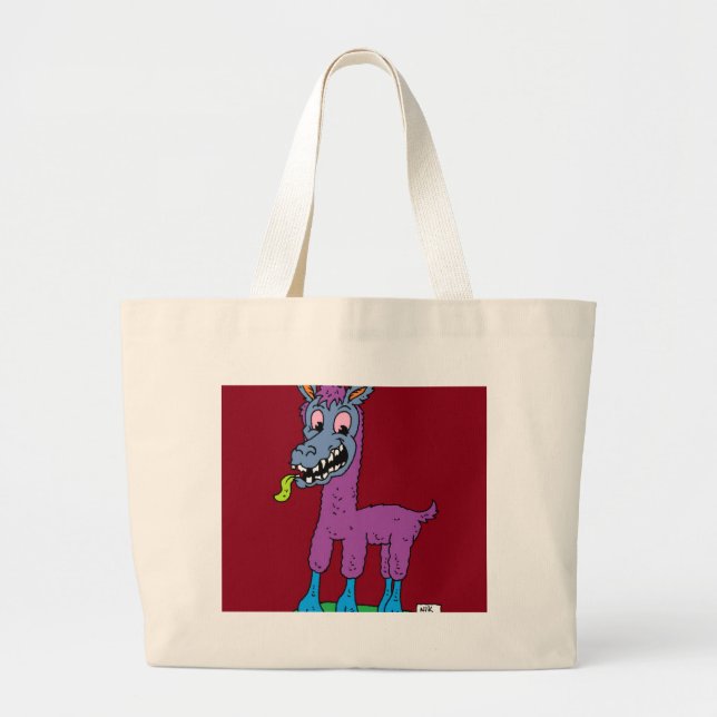 Grand Tote Bag Monstre en lama (Devant)