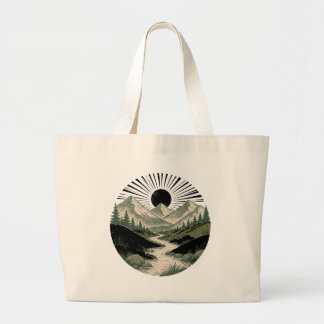 Grand Tote Bag Montagne minimaliste éco vintage
