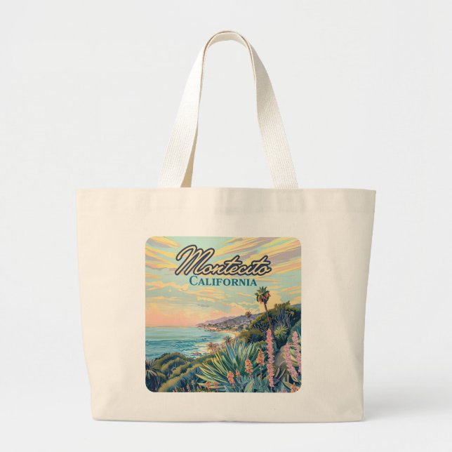 Grand Tote Bag Montecito California Père Noël Barbara Coastline (Devant)